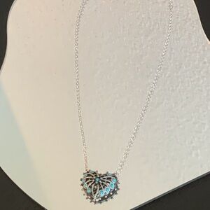 Sarah Coventry Necklace Heart Shaped Pendant with Faux Turquoise Signed